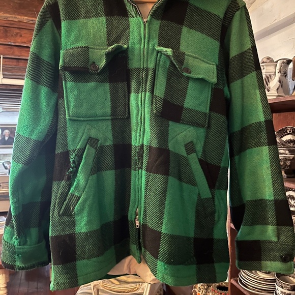 Vintage wool jacket, green plaid - Picture 7 of 7